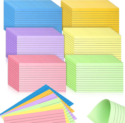 Tecmisse 1800 PCS Ruled Index Cards, 3x5 Inches Colorful Index Cards, Heavy