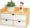 Desk Organizer with Drawers, Bamboo Desktop Storage for Bills, Office Supplies, Cosmetics, No Assembly Required