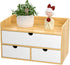 Desk Organizer with Drawers, Bamboo Desktop Storage for Bills, Office Supplies, Cosmetics, No Assembly Required