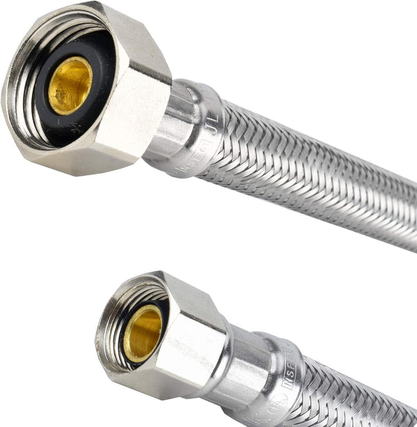 Plumb Pak PP23802 Faucet Supply Tube, 3/8 X 1/2 In, Compression X Fip, 16 In L, Stainless Steel