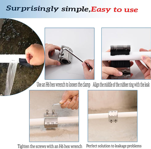 Pipe Repair Clamp for 11/4inch OD (32mm-35mm), Emergency Leak Sealer for Copper, Plastic, Galvanized Pipes