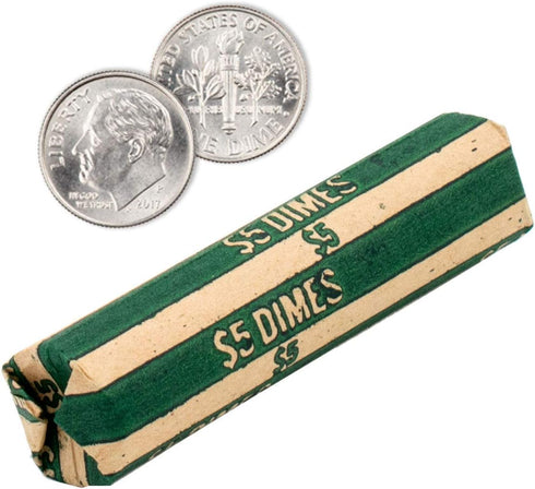 Dime Coin Wrappers, 100 Flat Striped Coin Wrappers