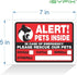 iSYFIX Alert Pets Inside Signs Stickers – 4 Pack, 7x5 Inch, Premium Self-Adhesive Vinyl for Indoor/Outdoor