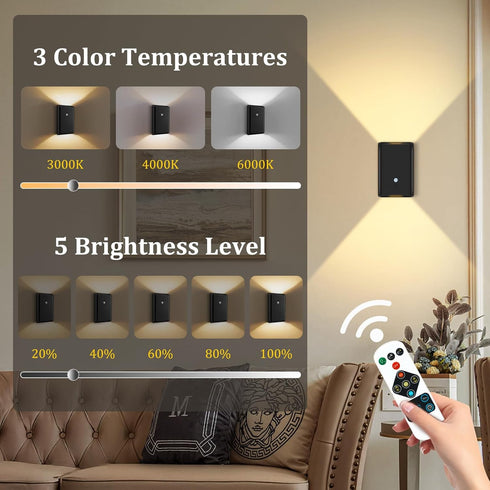 5000mAh Set 2 Closet Battery-Operated Motion Sensor Wall Light: Rechargeable Wall Sconce of Motion Sensored Light