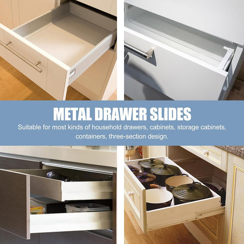 12-inch (300mm) 2pcs Hidden Side Mount Drawer Slides with Ball Bearing Cabinet Drawer Track Guides for Tv Stand