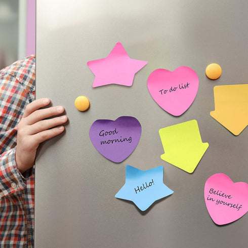 Outus 540 Sheets Star Sticky Notes, 3 x 3 Inch Heart Arrow Star Shaped Self Sticky Notes 6 Multi Colors for Reminders,