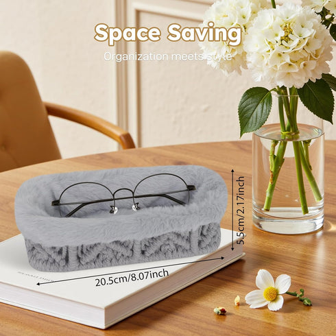 Plush Lined Eyeglass Stand - Anti-Scratch Holder for Desk & Nightstand Storage