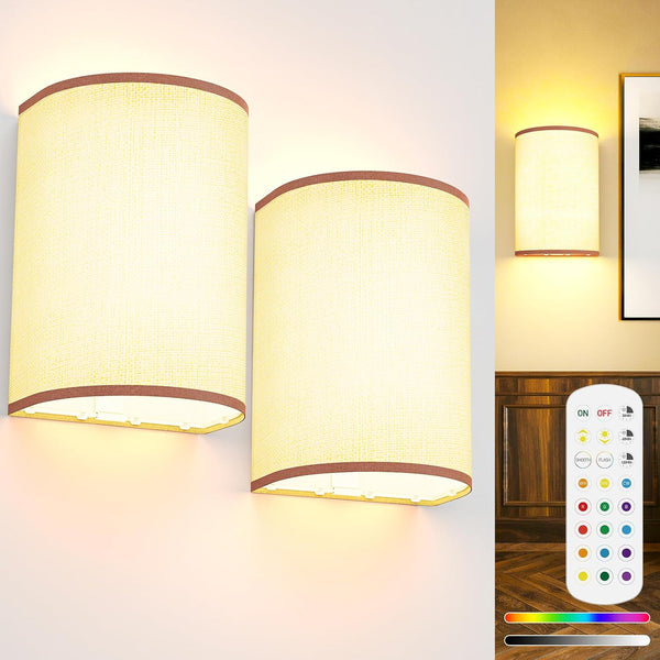 Battery Operated Wall Sconces Set of 2, Rechargeable Wall Sconces 15 Colors