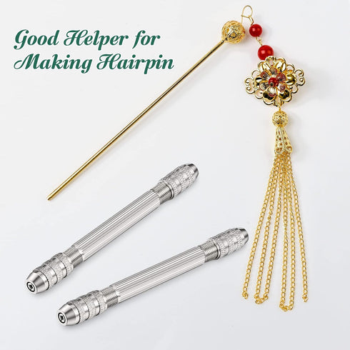 Double Ended Pin Vise - DIY Hand Drill Tools with Copper Collet for Jewelry Making, 8 Pieces