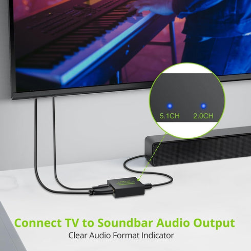 2.1M 192kHz, Dolby 5.1 5.1, LiNKFOR eARC/ARC Audio Extractor, HDMI eARC to Optical Converter with Audio Signal