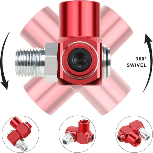 Hromee 1/4 Inch NPT 360 Degree Swivel Air Hose Connector, 1/4 Industrial Air Fittings and Pneumatic Tool Adapter 2 Pack by Hromee