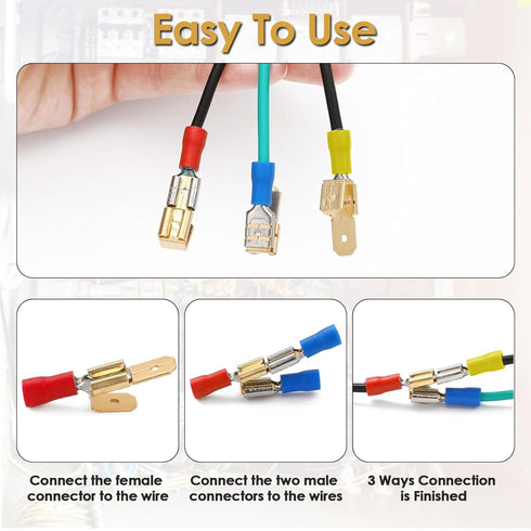 Sumnacon Piggyback Spade Connectors, 60 Pcs Quick Disconnect Double Male Female Adapter for Automotive