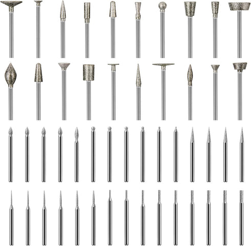 Stone Carving Set, 50PCS Diamond Burr Bits Compatible with Dremel for Carving, Engraving, and Grinding