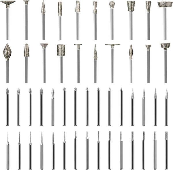 Stone Carving Set, 50PCS Diamond Burr Bits Compatible with Dremel for Carving, Engraving, and Grinding