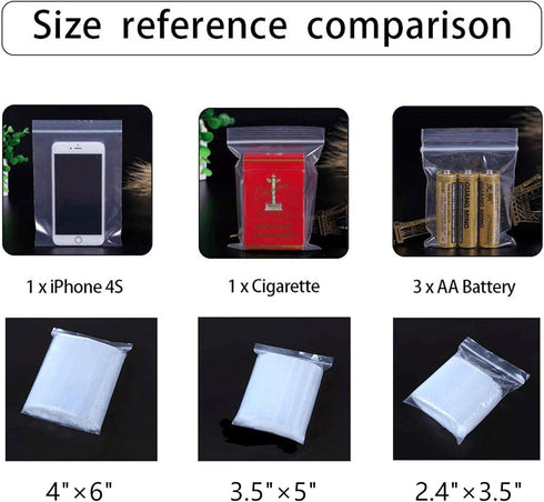 Small Plastic Bags for Jewelry 3 Sizes 300pcs Resealable Zip Bags Clear Zipper Baggies 2 Mil for Beads Board Games Pill Storage 2.4 x 3.5/3.5 x 5/4 x 6 Inch (8 Sizes to Choose from) by BornFeel