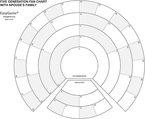 LARGE PRINT Genealogy Charts and Forms Kit, 30 Sheets, Includes 10 Pedigree Charts, 10 Fan Charts, 10 Family Group