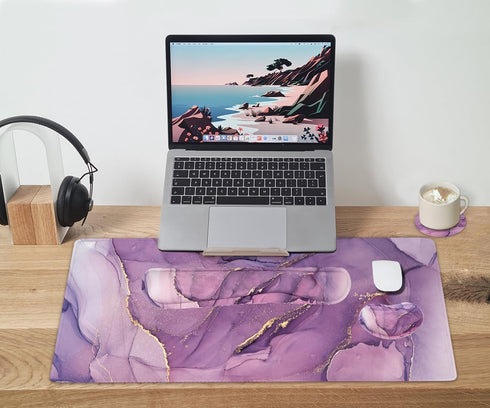 WB WEIRDBEAST Set, 4Pcs (35.415.7 Set Large Keyboard Mouse Pad Extended Mouse Pad+Keyboard Wrist Rest Support, Memory