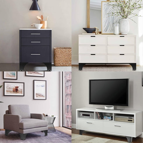 OwnMy 4PCS 4 Inch Metal Furniture Legs Black Sofa Legs Dresser Legs, Modern Ottoman/Coffee Table Legs Metal Cabinet