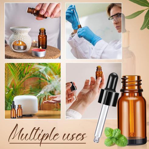 Lallisa 100 Pack Essential Oil Dropper Bottle 10 ml - Glass Bottles with Eye Dropper Dispenser and Accessories