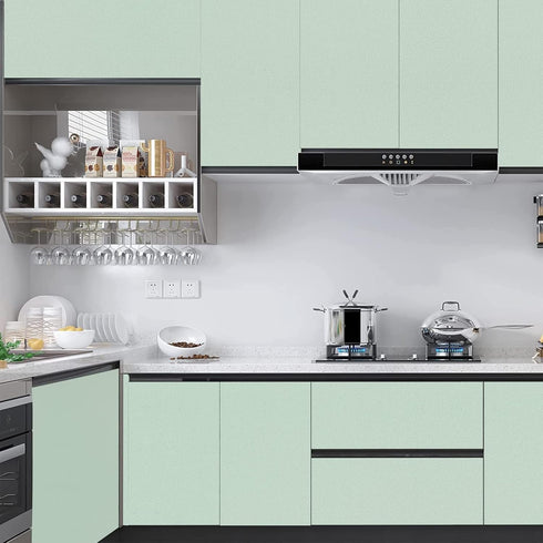 Mecpar Light Green Wallpaper, 15.7" x 118" Green Peel and Stick Contact Paper for Kitchen Countertop and Cabinet