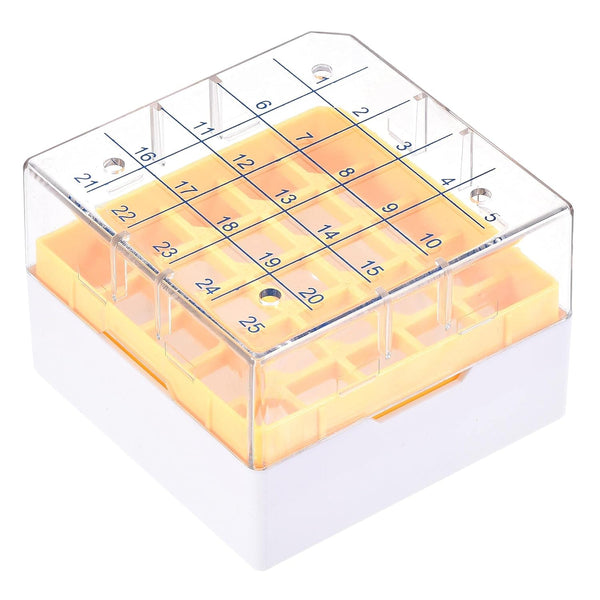 uxcell Centrifuge Tube Freezer Storage Box, 25 Places, Waterproof Polypropylene Holder for 1.8/2ml Tubes