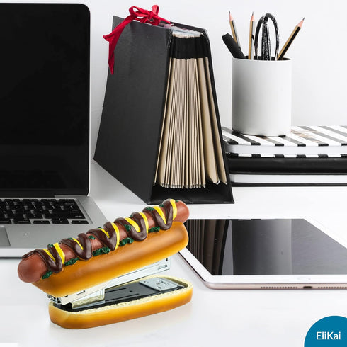 Hot Dog Stapler with 1000 Staples, Cute & Novelty Desk Accessories for Office Gags and Supplies