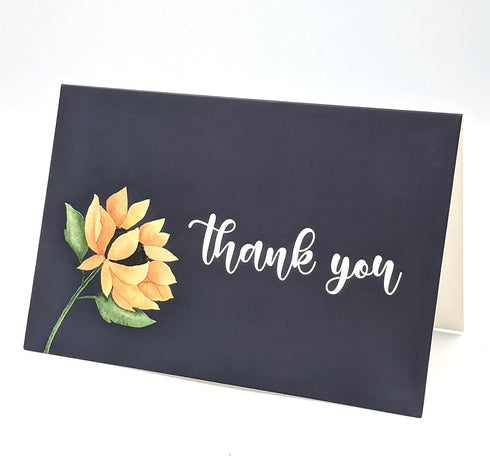 4x6 20-Pack) Gooji Sunflower Thank You Cards (Bulk Navy Blue Envelopes