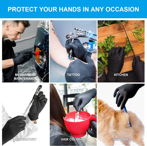 FINITEX Black Nitrile Disposable Medical Exam Gloves, 100/1000 PCS Powder-Free Latex-Free Food Gloves