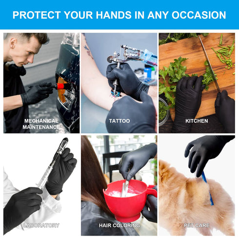 FINITEX Black Nitrile Disposable Gloves, 5mil, Powder-free, Latex-Free, 100 PCS for Medical Exam, Home Cleaning
