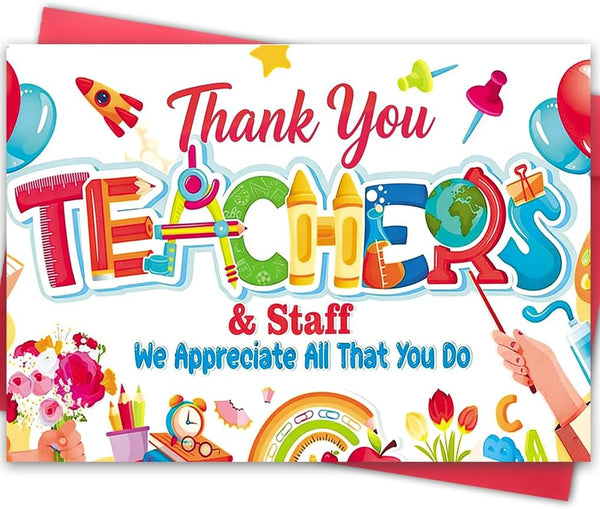 LiuuLi Funny Thank You Card, Cute Teachers Appreciation Cards Gift for School Staff