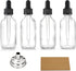 AOZITA 4 Pcs 2 oz Clear Eye Dropper Bottles with 1 Stainless Steel Funnel & 4 Labels - Leakproof Black Caps