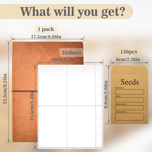 Seed Storage Organizers, Set of 80 Resealable Seed Envelopes and Binder Set for Vegetable