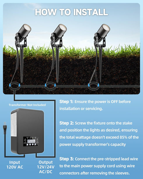 MR11 Bulb 12V 2W 200lm, 2700K IP65 1 1/4" 2-Count Outdoor Mini Spotlights, LED Low Voltage Landscape Spotlight Warm