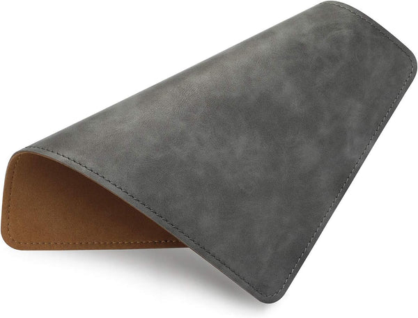 Leather Mouse Pad with Stitched Edge, Non-Slip Waterproof Micro-Fiber Base for Computers, 8x11 Inch (Gray)