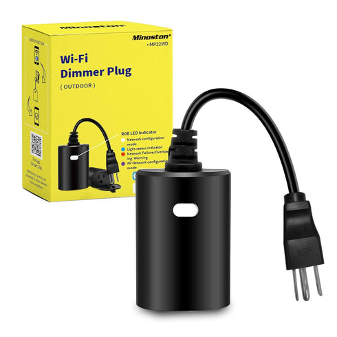 Minoston WiFi Outdoor Smart Plug Dimmable, Smart Dimmer Plug, 400W, Works with Alexa, Google Assistant (MP22WD)
