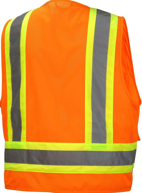 Pyramex RVZ2420 Series Class 2 Surveyor's Safety Vest with 6 Pockets, Hi Vis Orange, Extra Large