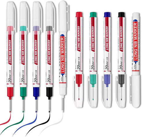LYXMYGS 10 Pens,20mm PCS Long Head Deep Hole Marker Long Nib Marker, Longs Nose Markers, Waterproof Construction