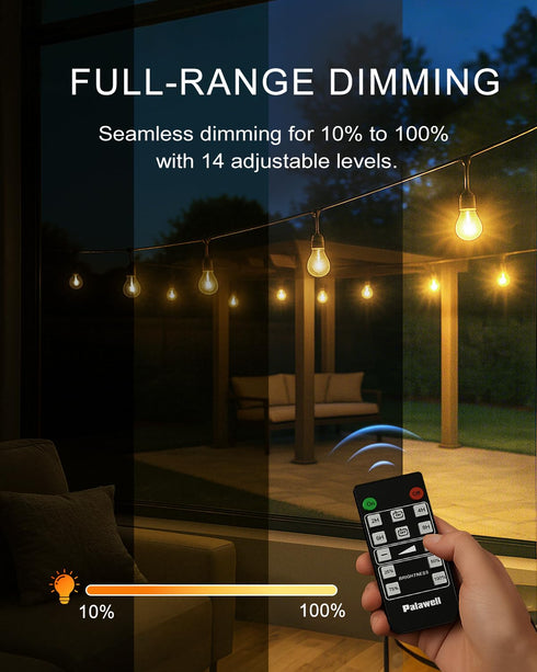 Dimmer 600W Dimmer IP65 Outdoor Plug for String Lights with Remote, Plug-in Switch Dusk-to-Dawn Sensor + Timer, Power