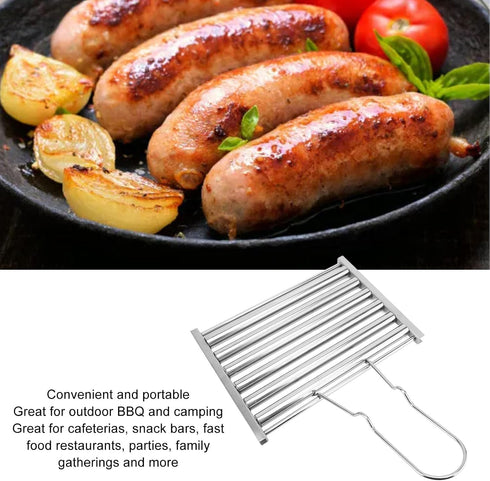 5 Stainless Steel Hot Dog, Non-Stick Surface with Sausage Capacity for BBQ, Camping, Tailgating, and Home Use, Mirror