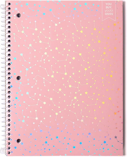 Yoobi College Ruled Spiral Notebook Set, 3-Pack, 1 Subject, 150 Perforated Sheets, Pink, Purple & Black Patterns