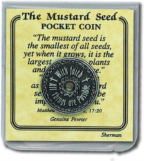The Mustard Seed Pewter Pocket Coin with Card Verse in Vinyl Envelope