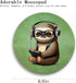 Funny Green Round Mouse Pad, Cute Sloth Computer Mousepad with Stitched Edge, Office Supplies Gift