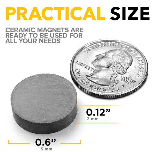 (0.6x0.12/15x3mm, 62 Strong Ceramic Round Magnets with Adhesive Backing pcs) - Heavy Duty Sticky Magnets