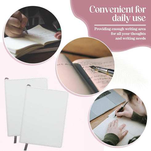 Zonon 4 Pcs Sublimation Journal Blank Notebooks, A6 A5 A4, 190 Pages Thick Faux Leather for Office Supplies