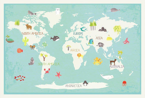 Our World Interactive Map Print, 11x14 Inch, Children's Wall Art, Educational Nursery Décor