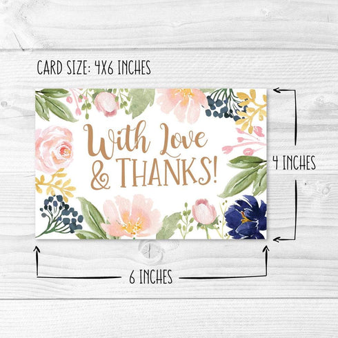 Hadley Designs 24 Floral Thank You Cards with Envelopes, Bulk Housewarming, Wedding, Baby Shower, Graduation