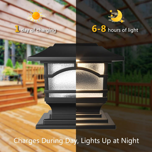 4x4 5x5 6x6 (1 Pack) Davinci Lighting Premium Solar Outdoor Post Cap Lights - - Bright LED Light for Fence Deck Garden
