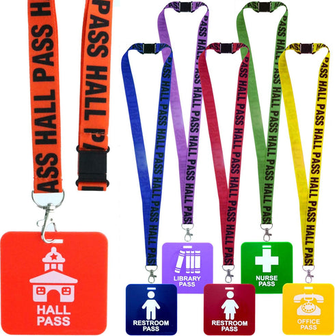 GIFTEXPRESS Hall Pass Lanyards and School Passes, Set of 6