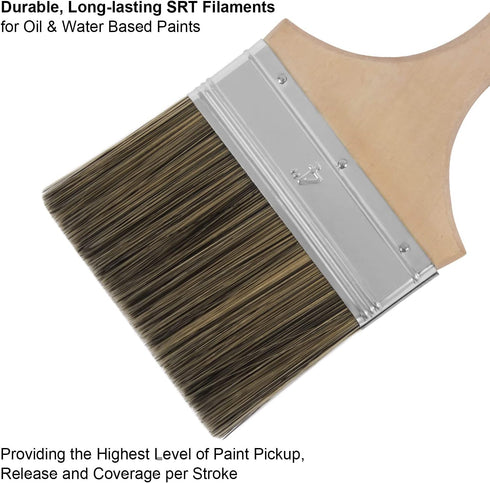 Double Thick Chip Paint Brush, 4 inch Stain Brushes for Painting Walls and Fence Staining