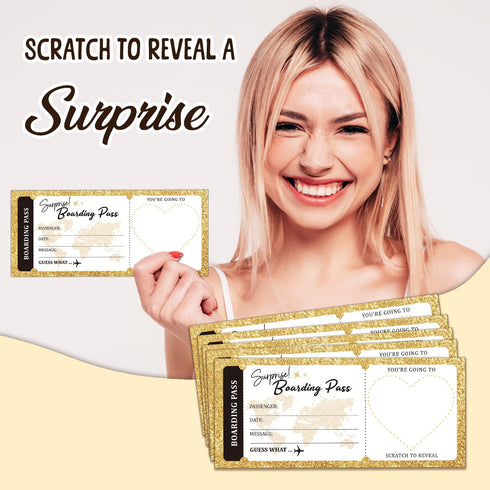 5 Set Christmas-001-5 Lesixur Golden Plane Tickets Surprise Trip Reveal Surprise Destination Revealed Card, Boarding